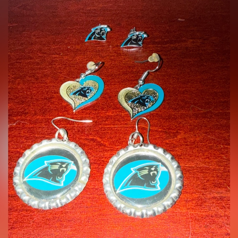 Carolina Panthers Earrings / lot of 3